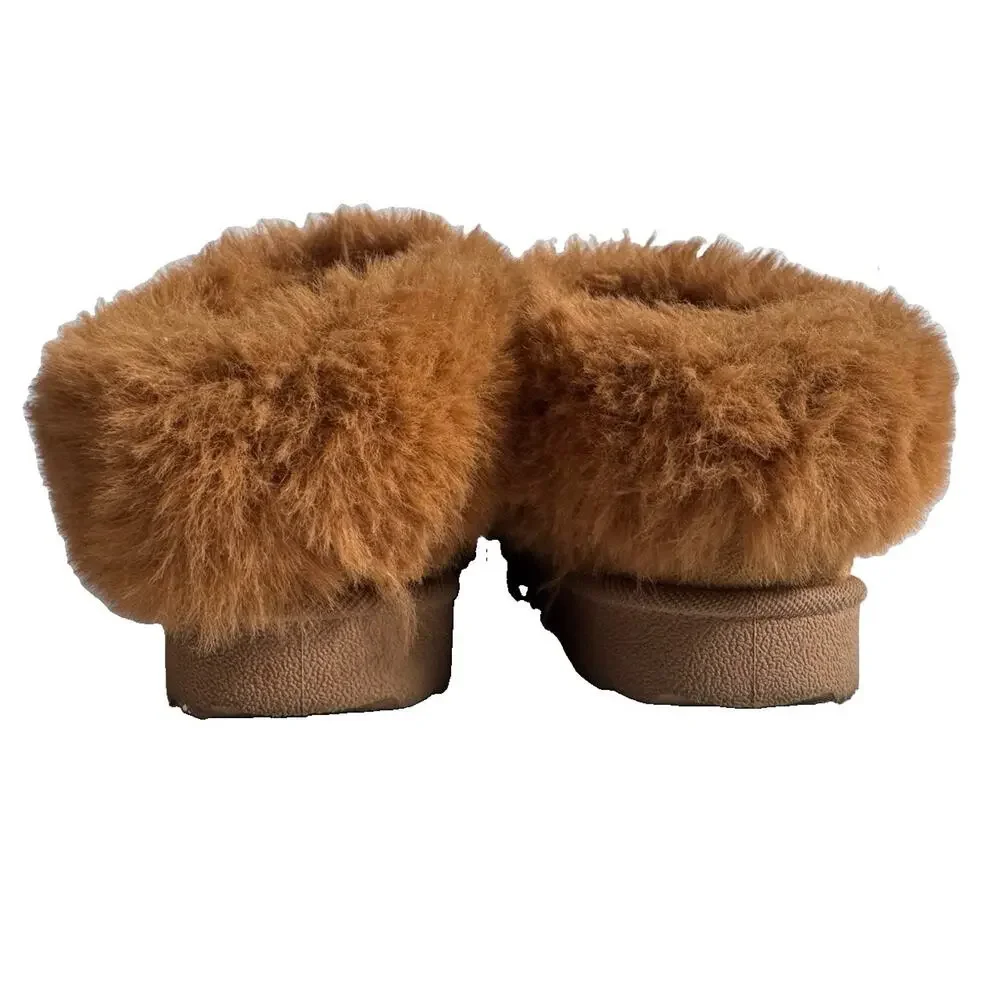 Tahari Girls Size 9 Brown Faux Fur Ankle Boots Hearts Rhinestone Winter